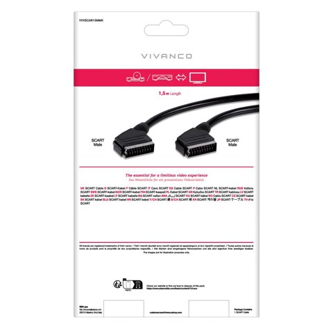Vivanco VVVSCAR15MMK Cavo SCART 1,5 m SCART (21-pin) Nero
