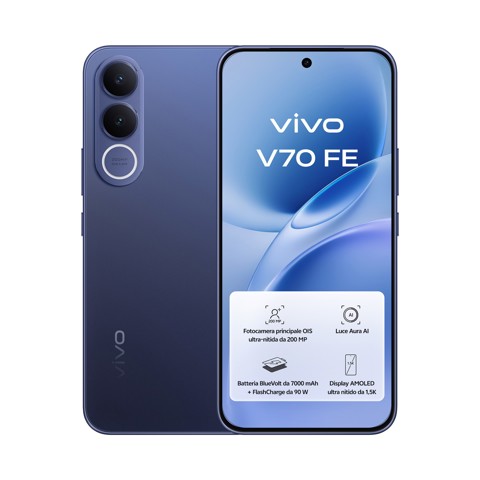 VIVO V70 FE + BUD 17,4 cm (6.83") Doppia SIM Android 16.0 5G USB tipo-C 8 GB 512 GB 7000 mAh Blu