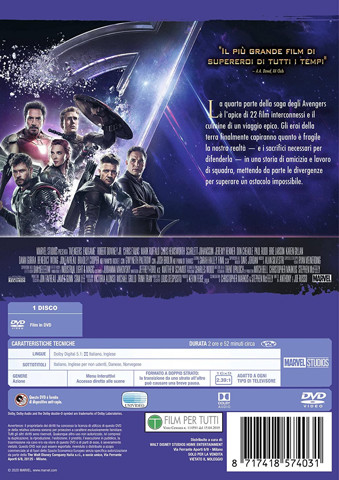 Walt Disney Pictures Avengers Endgame DVD Inglese, ITA
