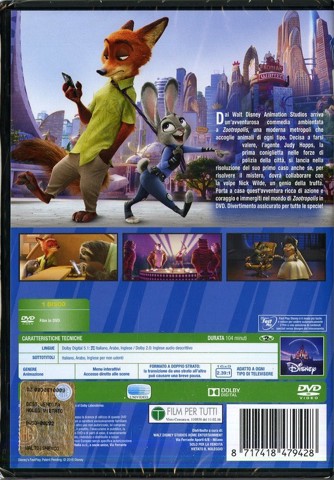 Walt Disney Pictures Zootropolis DVD Arabo, Inglese, ITA
