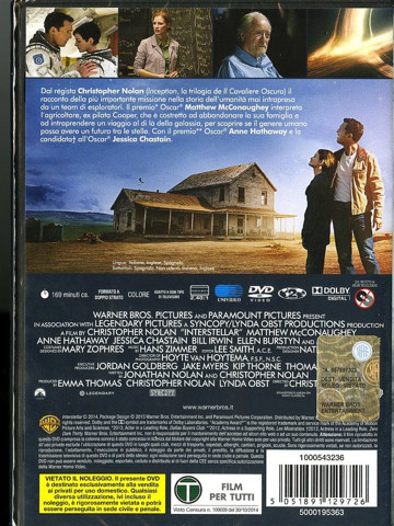 Warner Bros Interstellar DVD 2D Inglese, ESP, ITA