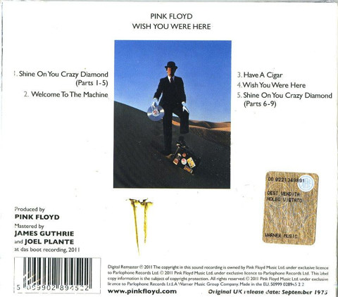 Warner Music Wish You Were Here Cd Rock Progressivo Pink Floyd