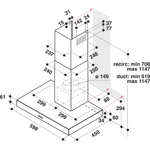 Whirlpool AKR 558/3 IX Cappa aspirante a parete Acciaio inossidabile 428 m³/h D