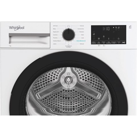 Whirlpool C WD R47M WBS IT, Capacità 7kg, classe C, colore White, Display digitale XL, porta nera, Slim | Profondità mobile: 46 cm, Wi-Fi