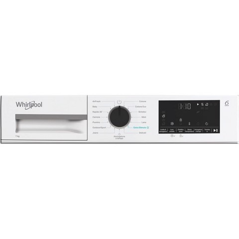 Whirlpool C WD R47M WBS IT, Capacità 7kg, classe C, colore White, Display digitale XL, porta nera, Slim | Profondità mobile: 46 cm, Wi-Fi