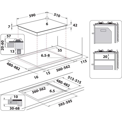 Whirlpool Piano cottura a gas - GOA 6423/WH