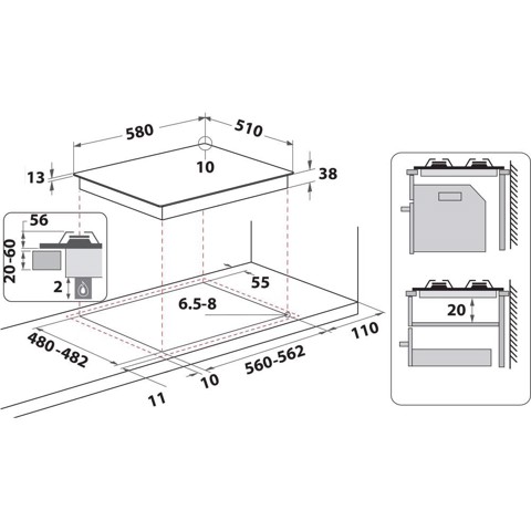 Whirlpool Piano cottura a gas - TGML 661 IX R