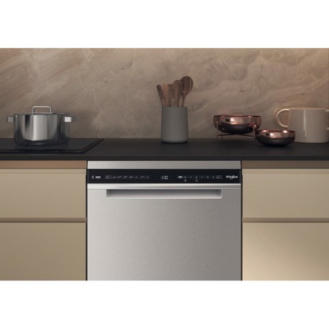 Whirlpool W8F HS61X, Lavastoviglie MaxiSpace 60cm, classe A, 15 coperti, 41dBA, Inox