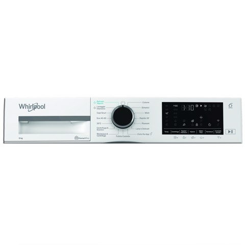 Whirlpool WAM R949WB IT, 9kg, classe A -30%, Bianco, Inverter, 1400 giri, Display digitale XL, vapore, porta nera, Wi-Fi
