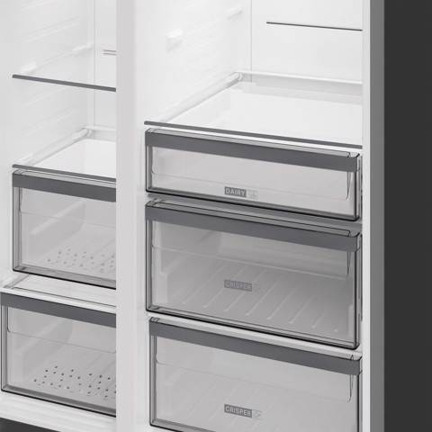 Whirlpool WHG2 6574W XK5E Frigorifero Side by Side a libera installazione, Dual no frost, Classe D, Inox, 35 dbA