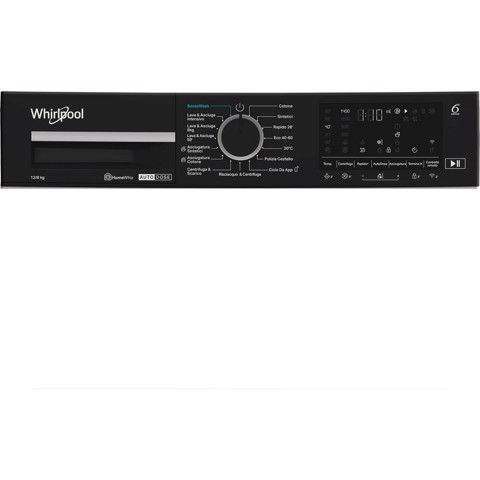 Whirlpool WPD 2836W ADS IT WASHER/DRYER, Capacità 12kg+8kg, classe D|A-10%, colore bianco, Autodose, vapore, porta nera, Wi-Fi
