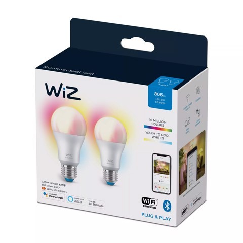 WiZ Lampadina 8 W (Eq. 60 W) A60 E27 x2