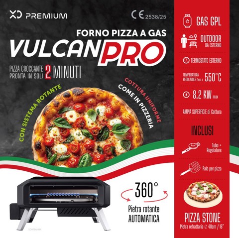 XD Enjoy Forno Pizza a Gas Con Piatto Rotante "Vulcanpro" - da Esterno