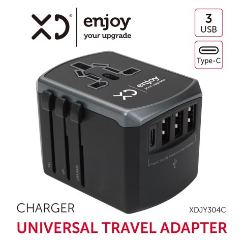 XD Enjoy Universal Travel Adapter 3usb+1typec