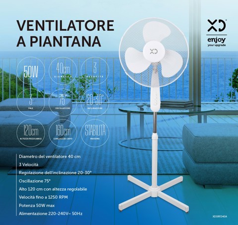 XD Enjoy Ventilatore A Piantana 40 Cm