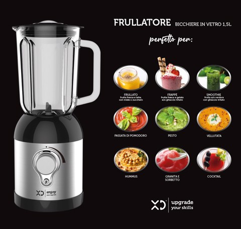 XD Enjoy XD XDHA220 Frullatore da tavolo 500 W 1,5 L Nero, Argento