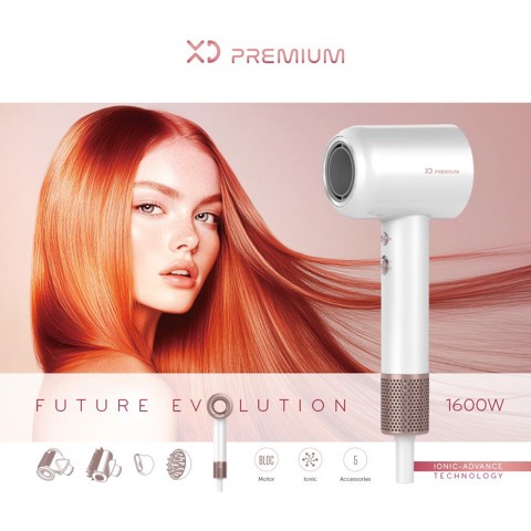 XD Enjoy XDAD990WH asciuga capelli 1600 W Bianco, Oro rosa