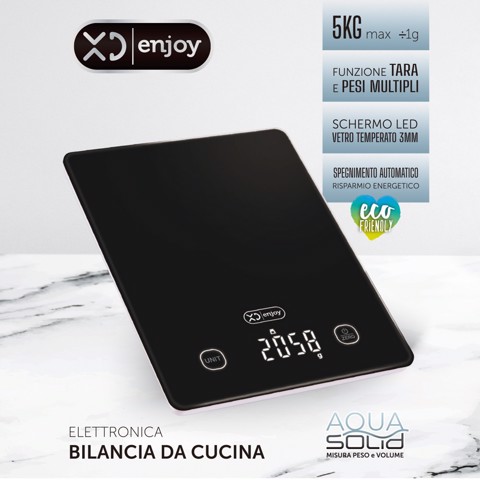 XD Enjoy XDCAM9140K bilancia da cucina Nero Superficie piana Rettangolo Bilancia da cucina elettronica