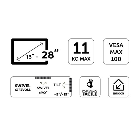 XD Enjoy XDCIM11S Supporto TV a parete 71,1 cm (28") Nero