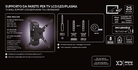 XD Enjoy XDCIM2343T Supporto TV a parete 101,6 cm (40") Nero