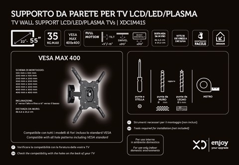XD Enjoy XDCIM41S Supporto TV a parete 139,7 cm (55") Nero
