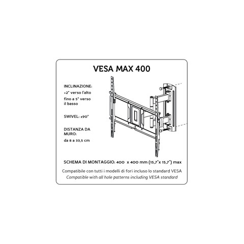 XD Enjoy XDCIM43A Supporto TV a parete 139,7 cm (55") Nero