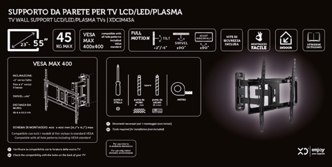 XD Enjoy XDCIM43A Supporto TV a parete 139,7 cm (55") Nero