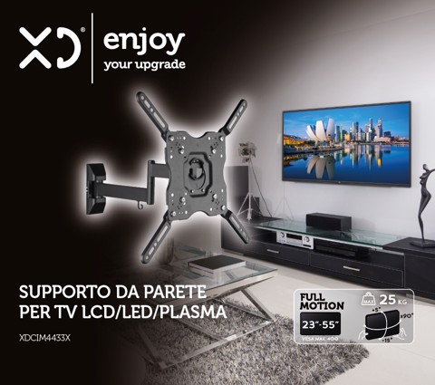 XD Enjoy XDCIM4433X Supporto TV a parete 139,7 cm (55") Nero