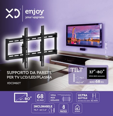 XD Enjoy XDCIM60T Supporto TV a parete 2,03 m (80") Nero