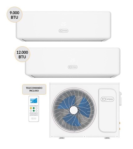 XD Enjoy Condizionatore DUAL split Inverter 9000+12000btu WiFi XDCM2H18UE + XDCMSH09UI + XDCMSH12UI Climatizzatore Fisso