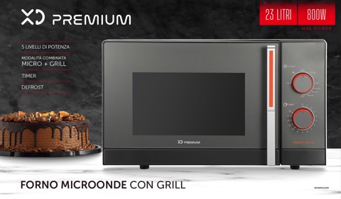XD Premium XDDWMG23M forno a microonde Superficie piana Microonde con grill 23 L 800 W Grigio