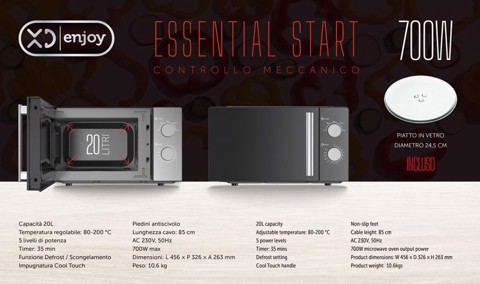 XD Enjoy XDDWMX55M forno a microonde Nero Solo microonde Superficie piana 20 L 700 W