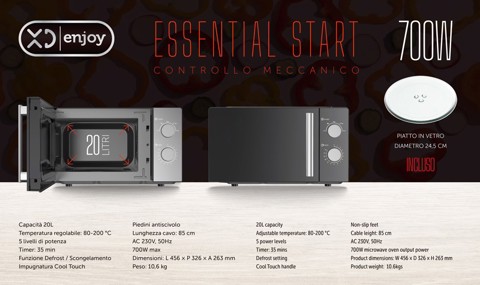 XD Enjoy XDDWMX55M forno a microonde Nero Solo microonde Superficie piana 20 L 700 W