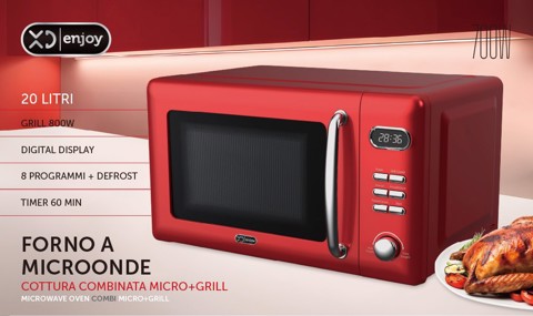 XD Enjoy XDDWUX20RD forno a microonde Rosso Microonde con grill Superficie piana 20 L 700 W