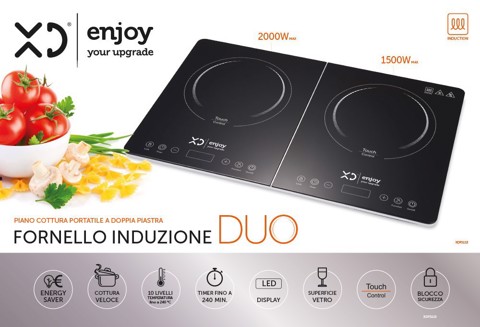 XD Enjoy XDFS113 piano cottura Nero Superficie piana 58 cm Piano cottura a induzione 2 Fornello(i)