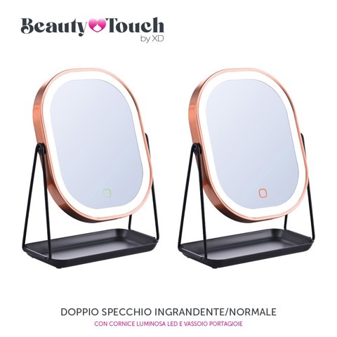 XD Enjoy XDGF1211 specchietto per trucco Libera installazione Ovale Rose Gold, Nero