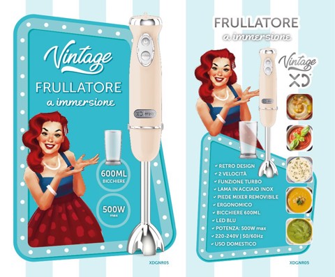 XD Vintage XDGNR05 frullatore 0,6 L Frullatore ad immersione 500 W Crema