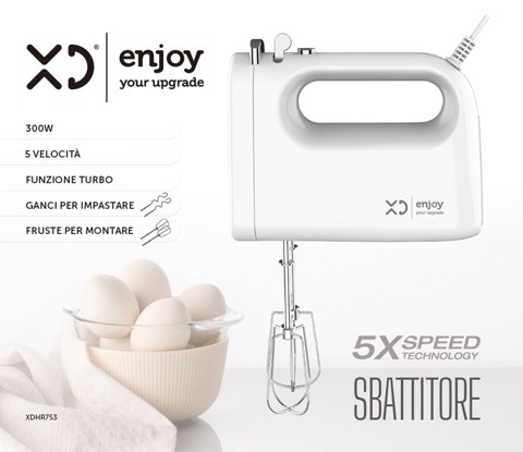 XD Enjoy XDHR753 sbattitore Sbattitore manuale 300 W Grigio, Bianco