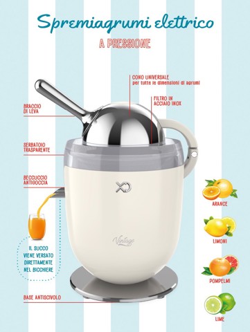 XD Vintage XDHR887CR spremiagrumi elettrico 160 W Avorio, Acciaio inox