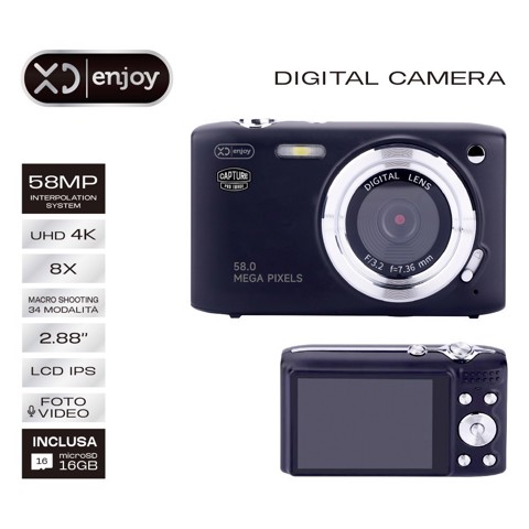 XD Enjoy XDJRK35BLK fotocamera digitale 1/4" Fotocamera compatta 58 MP CMOS 8792 x 6594 Pixel Nero, Argento