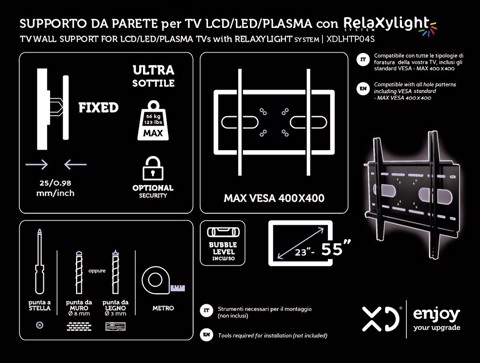 XD Enjoy XDLHTP04S Supporto TV a parete 139,7 cm (55") Nero