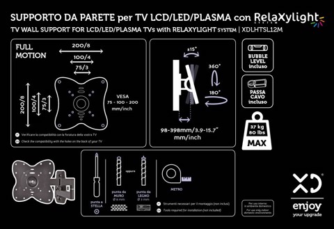 XD Enjoy XDLHTSL12M Supporto TV a parete 109,2 cm (43") Nero