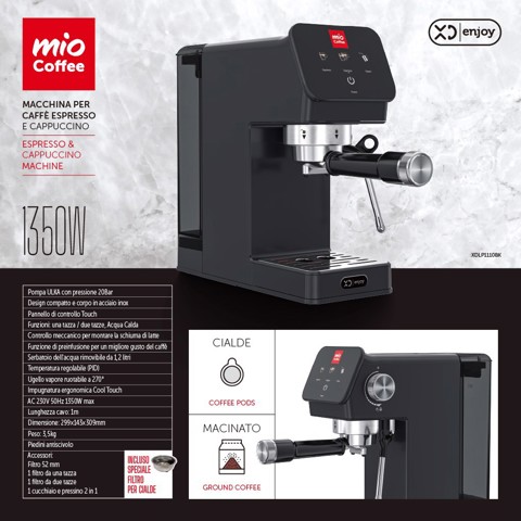 XD Enjoy XDLP1110BK macchina per caffè Automatica/Manuale Macchina per espresso 1,2 L