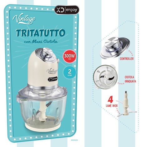 XD Vintage XDLP2030 tritaverdure elettrico 2 L 300 W Crema, Argento