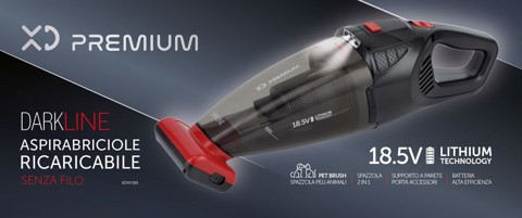 XD Premium XDNY185 aspirapolvere senza filo Nero, Rosso Senza sacchetto