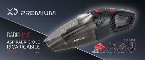 XD Premium XDNY185 aspirapolvere senza filo Nero, Rosso Senza sacchetto