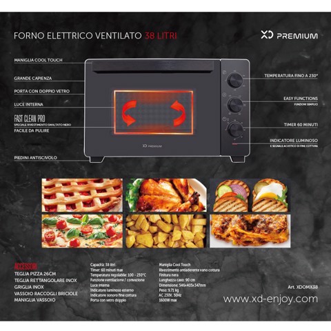 XD Enjoy XDOMX38 forno 60 L 1600 W Nero