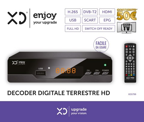 XD Enjoy XDS799 set-top box TV Terrestre Full HD Nero