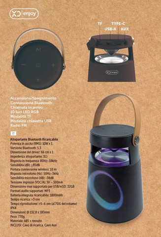 XD Enjoy XDSK166BLK altoparlante portatile e per feste Altoparlante portatile mono Nero 10 W