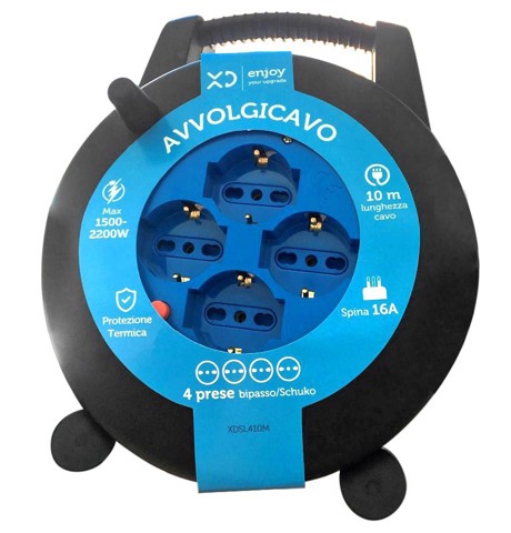 XD Enjoy XDSL410M prolunghe e multiple 10 m 4 presa(e) AC Nero, Blu